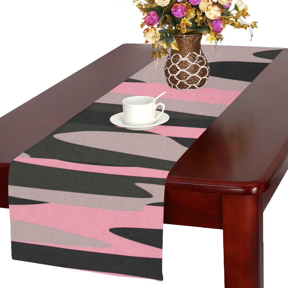 black pink black stripes 2 Table Runner 16x72 inch
