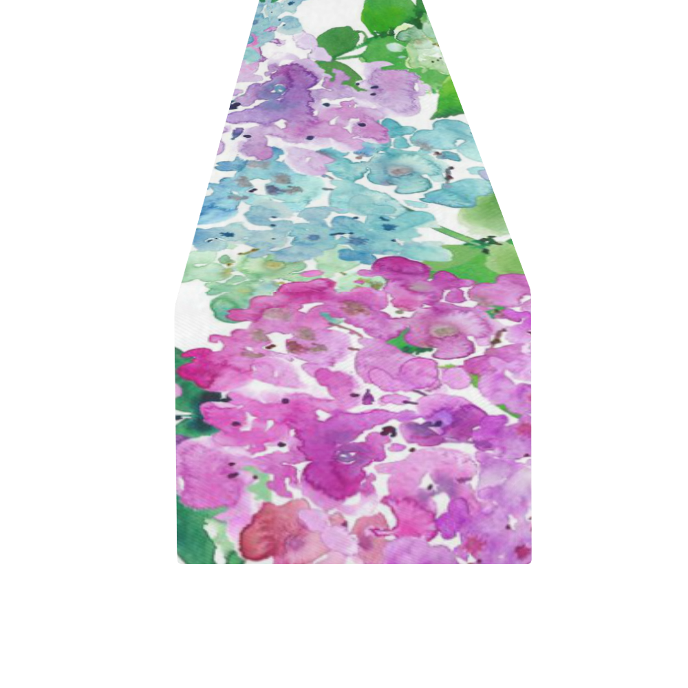 Watercolor Hydrangea, flower, flowers Table Runner 16x72 inch