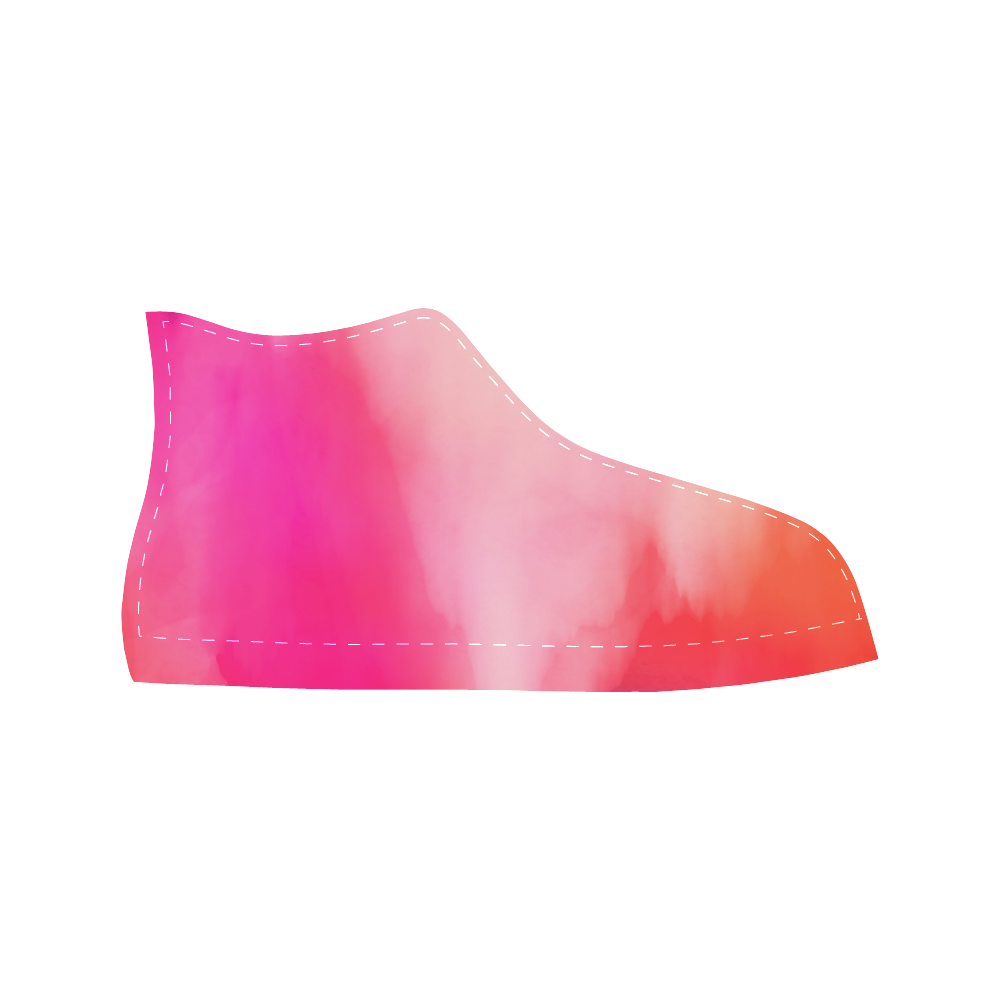 Abstract Watercolor Pink Coral Orange Colorful Springtime Aquila High Top Microfiber Leather Women's Shoes (Model 032)