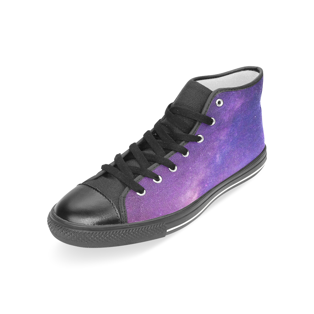 Purple Blue Starry Night Sky Women's Classic High Top Canvas Shoes (Model 017)