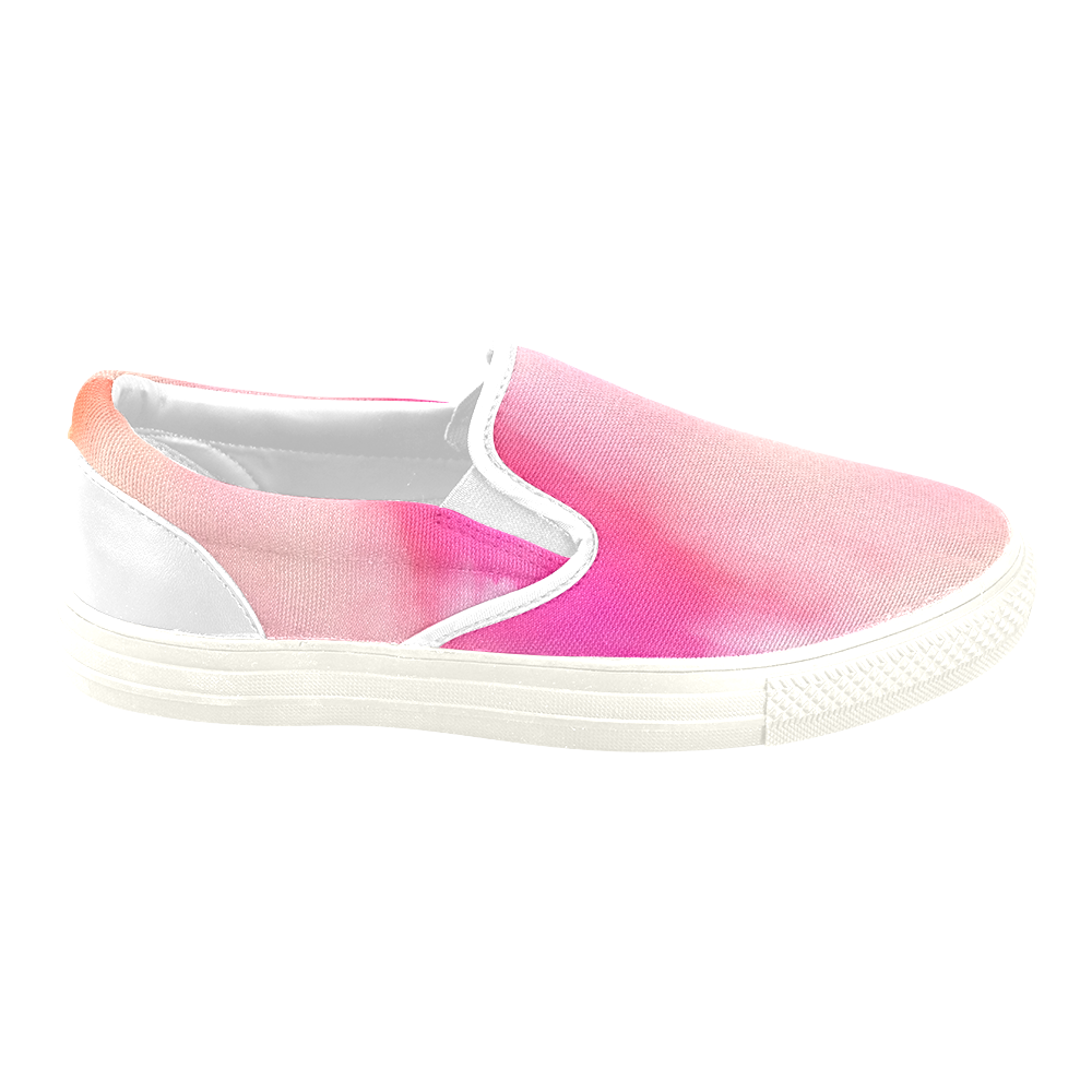 Abstract Watercolor Pink Coral Orange Colorful Springtime Women's Unusual Slip-on Canvas Shoes (Model 019)