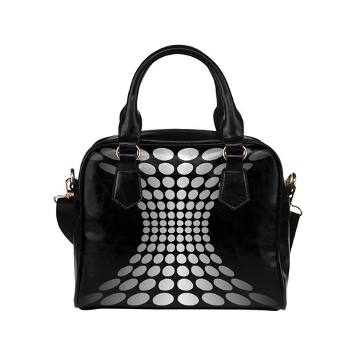 Abstract Dots White Black Shoulder Handbag (Model 1634)