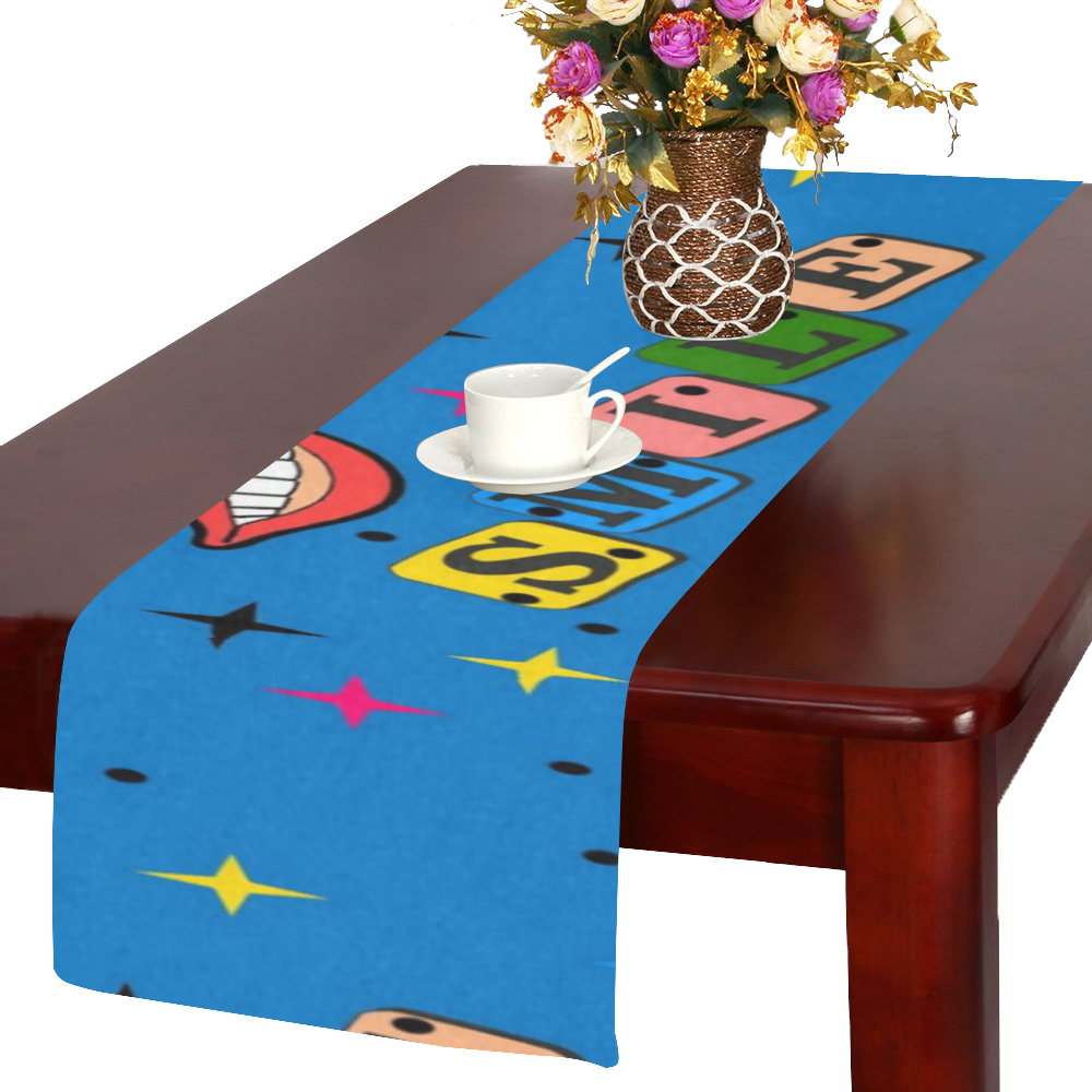 Smile Popart by Popart Lover Table Runner 14x72 inch