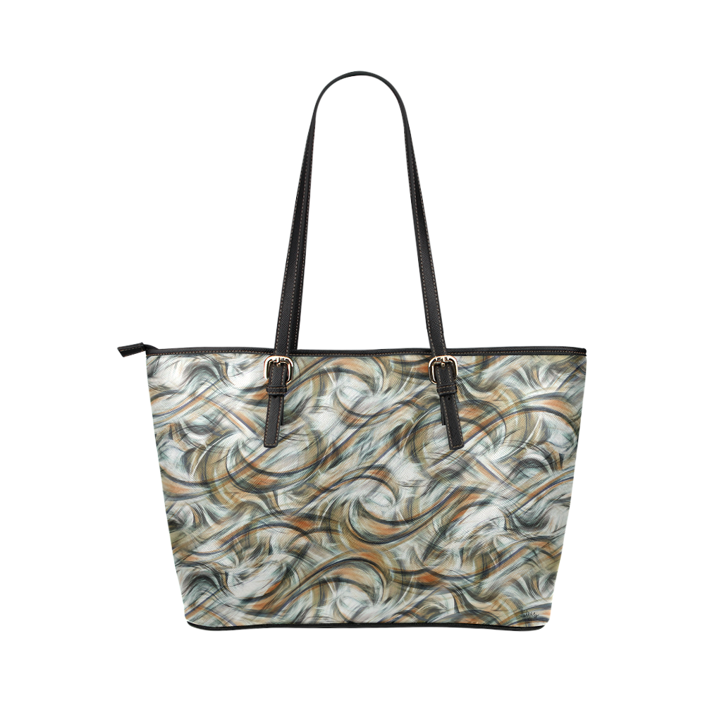 Swirl Art Print Pattern Leather Tote Bag/Large (Model 1651)