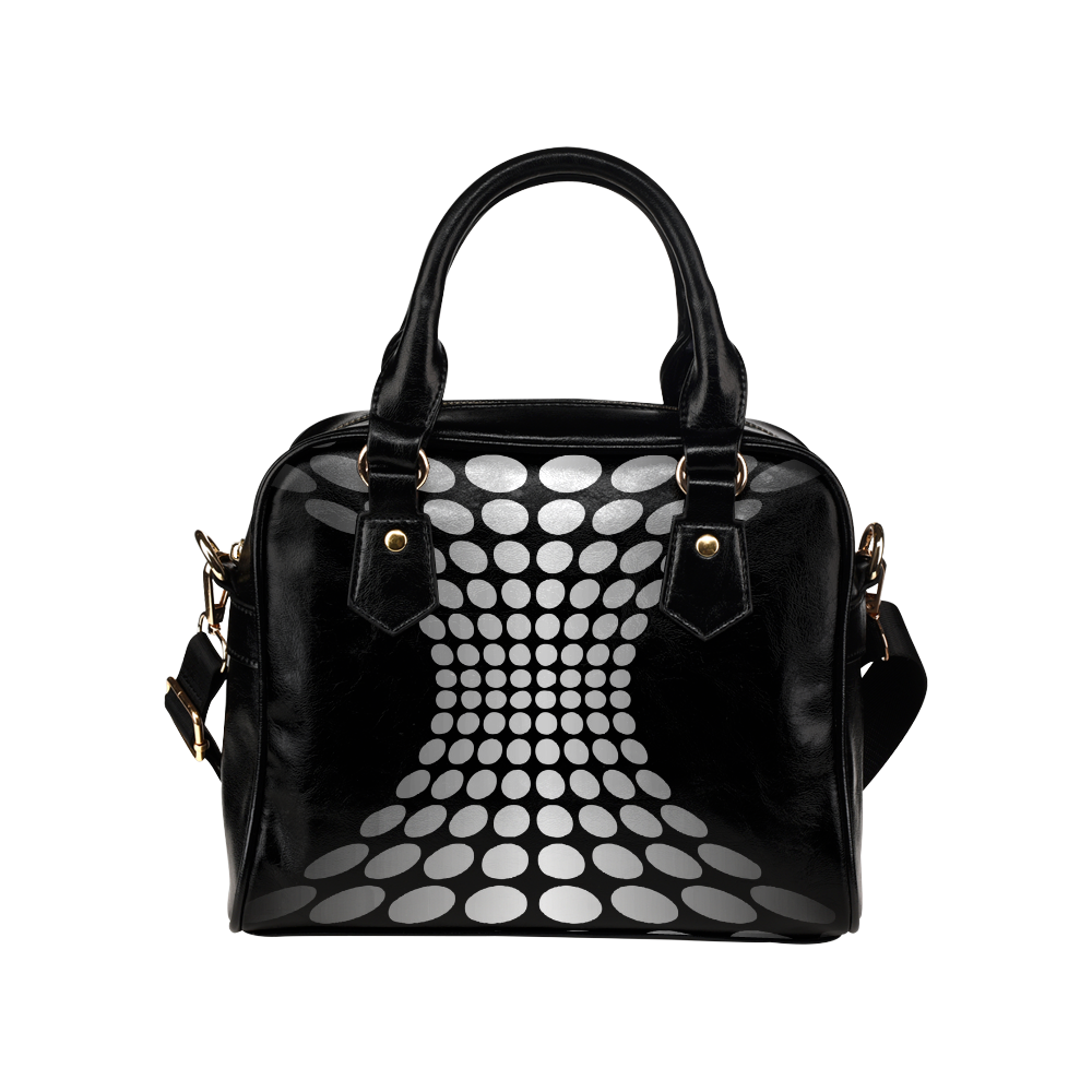 Abstract Dots White Black Shoulder Handbag (Model 1634)