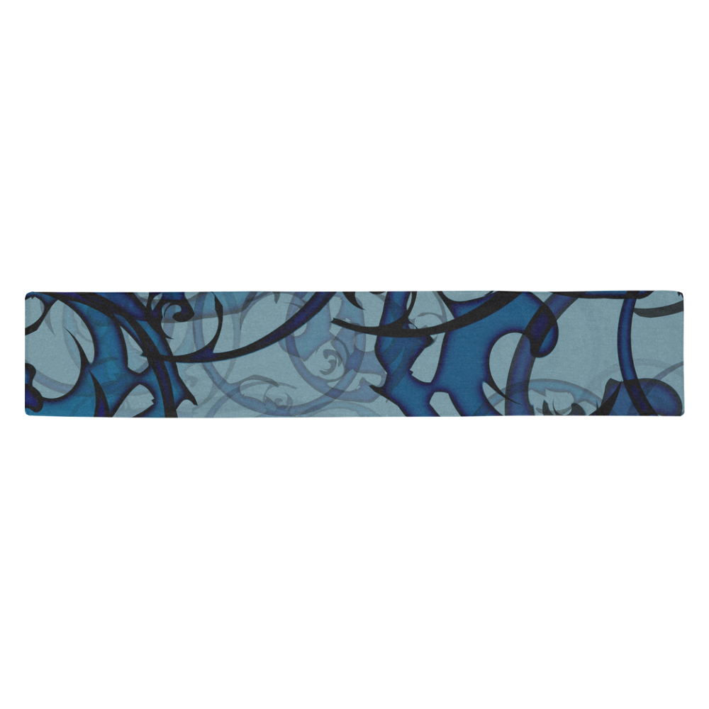 black and blue abstract Table Runner 14x72 inch