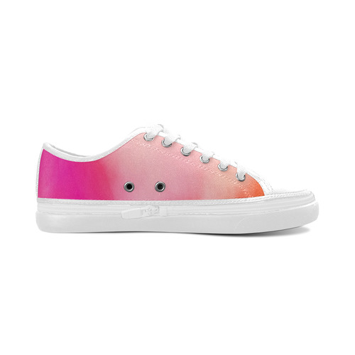 Abstract Watercolor Pink Coral Orange Colorful Springtime Women's Canvas Zipper Shoes/Large Size (Model 001)