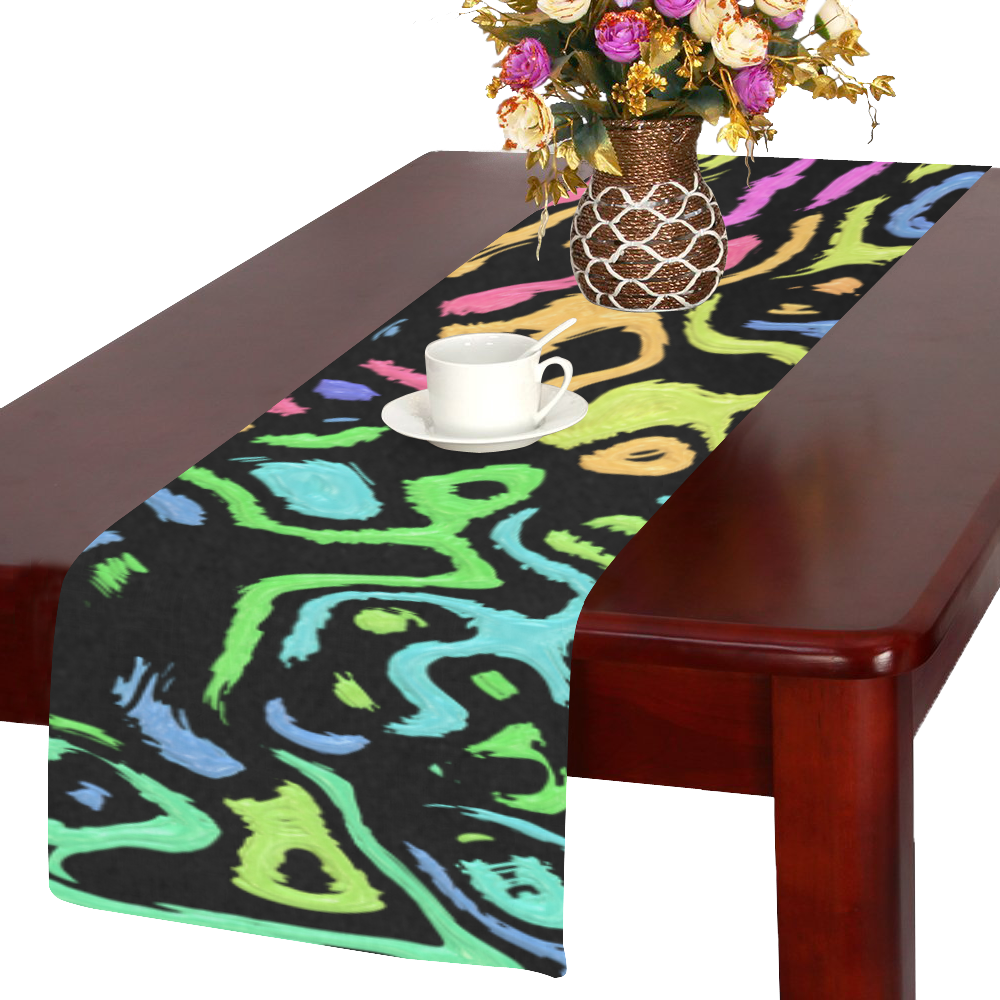 colorful rainbow abstract Table Runner 14x72 inch