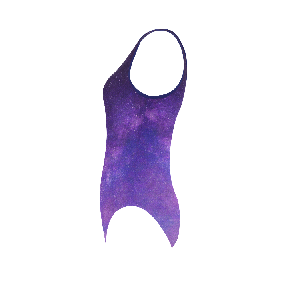 Purple Blue Starry Night Sky Vest One Piece Swimsuit (Model S04)