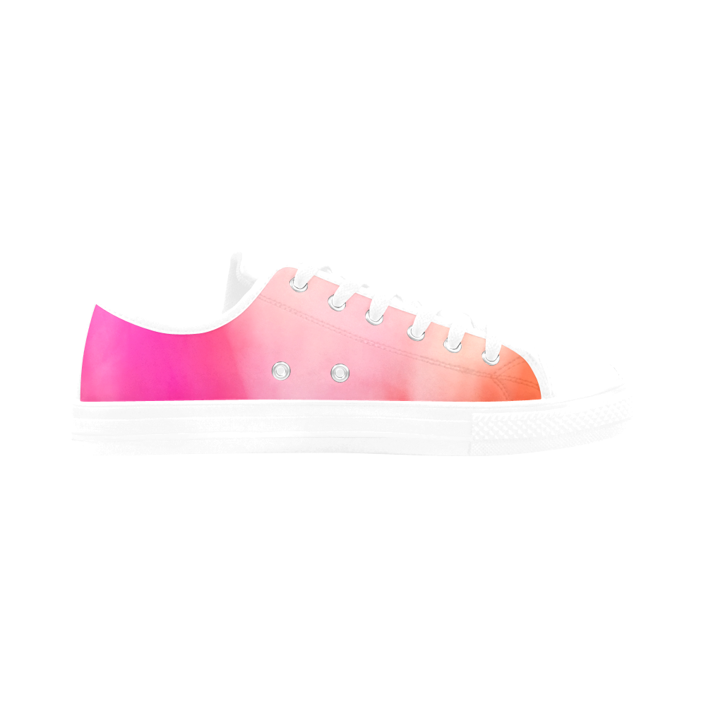 Abstract Watercolor Pink Coral Orange Colorful Springtime Aquila Microfiber Leather Women's Shoes/Large Size (Model 031)