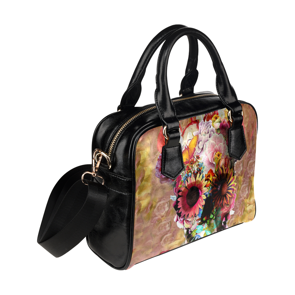 Skull & Flower Shoulder Handbag (Model 1634)
