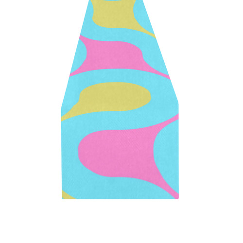 blue pink and yellow abstract Table Runner 14x72 inch