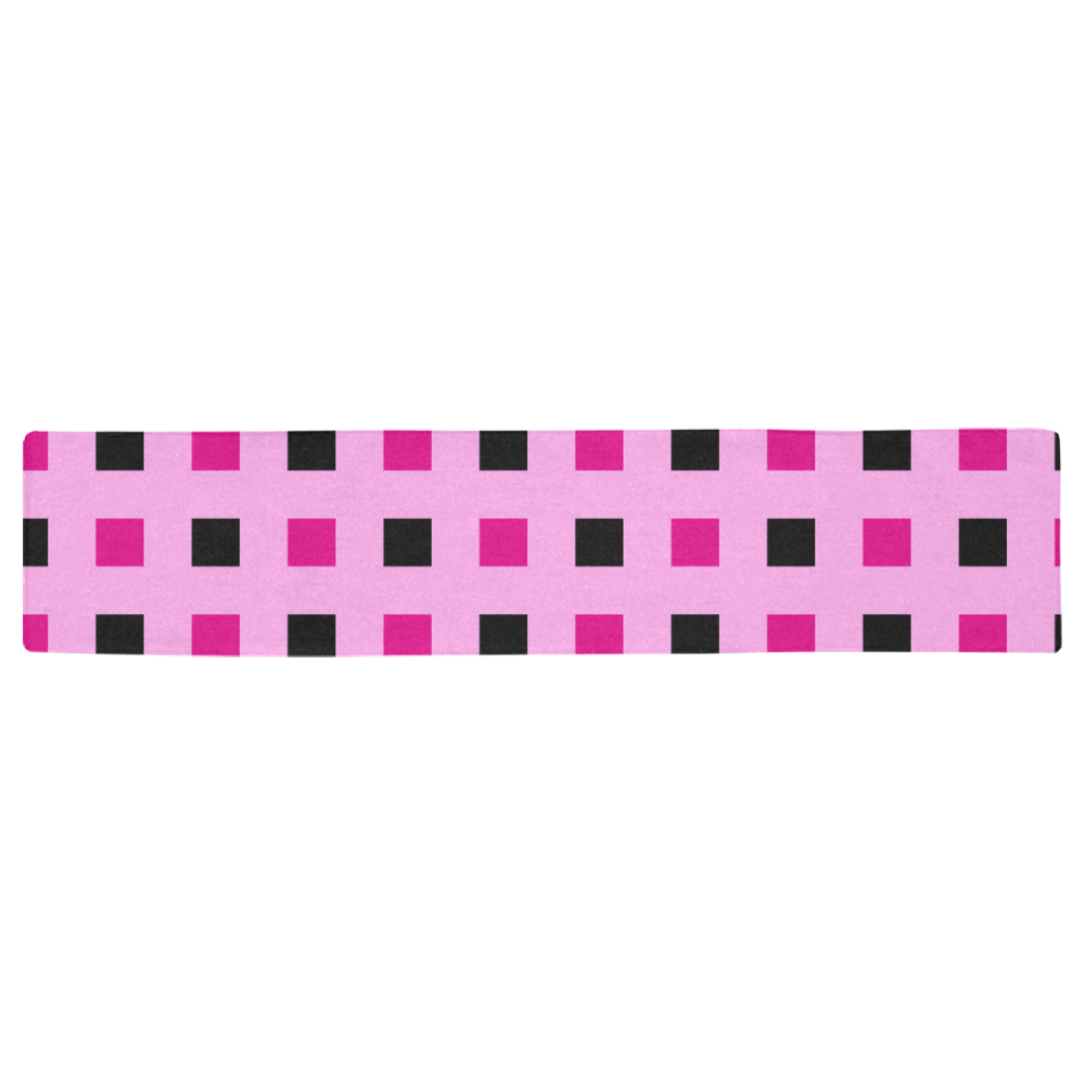 pink and black squares Table Runner 16x72 inch