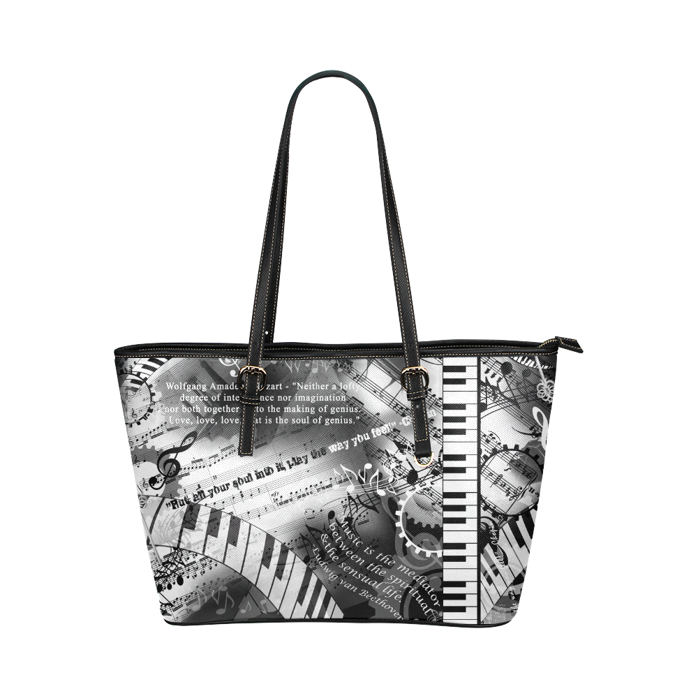 Best Piano gift Mozart Classical Music Art by Juleez Leather Tote Bag/Large (Model 1651)