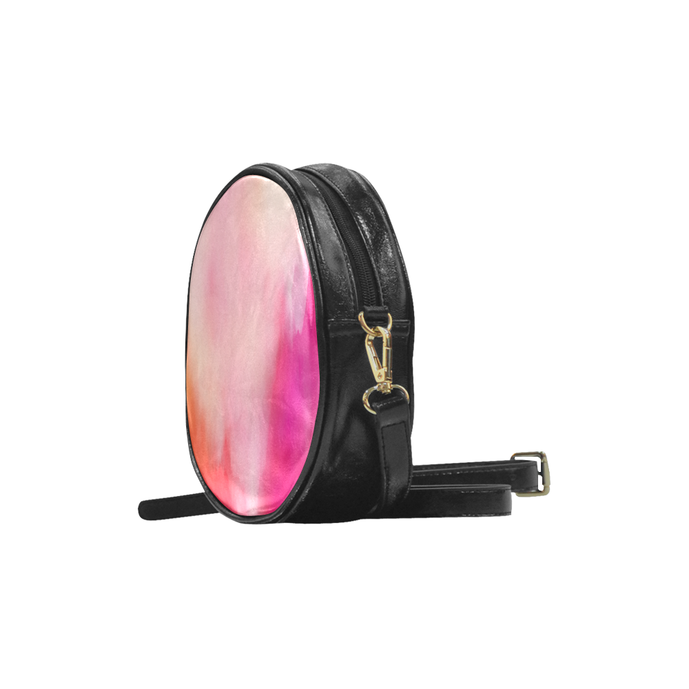 Abstract Watercolor Pink Coral Orange Colorful Springtime Round Sling Bag (Model 1647)