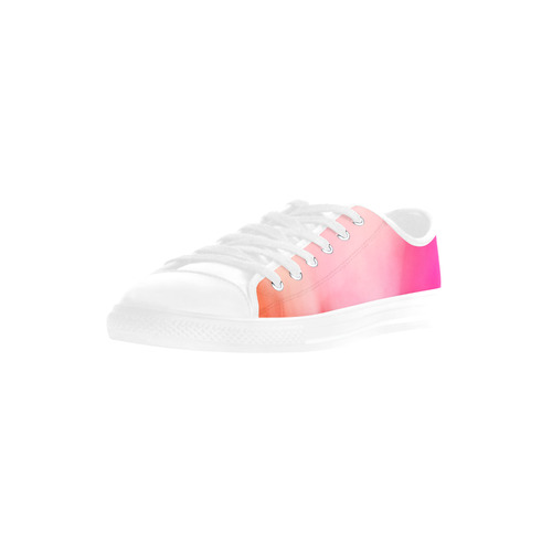 Abstract Watercolor Pink Coral Orange Colorful Springtime Aquila Microfiber Leather Women's Shoes (Model 031)