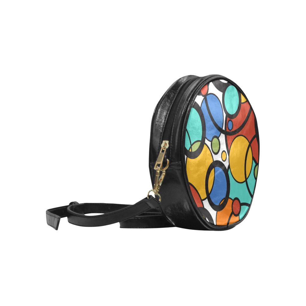 Colorful Polka Dot Art Print Round Sling Bag (Model 1647)