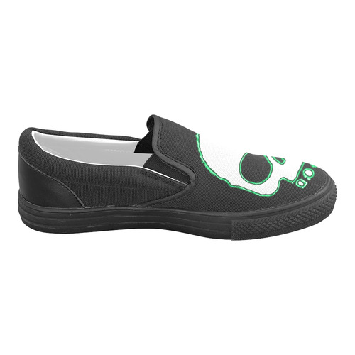 Green Neon Skull Slip-on Canvas Shoes for Men/Large Size (Model 019)
