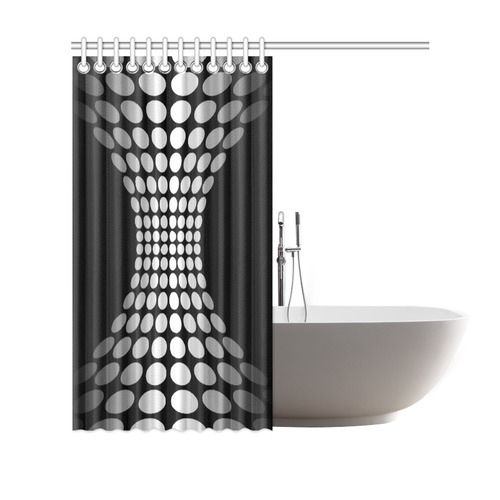 Abstract Dots White Black Shower Curtain 69"x70"
