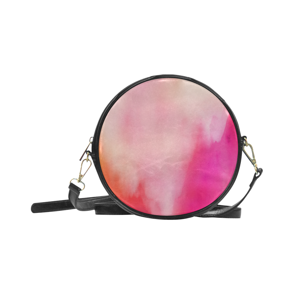 Abstract Watercolor Pink Coral Orange Colorful Springtime Round Sling Bag (Model 1647)