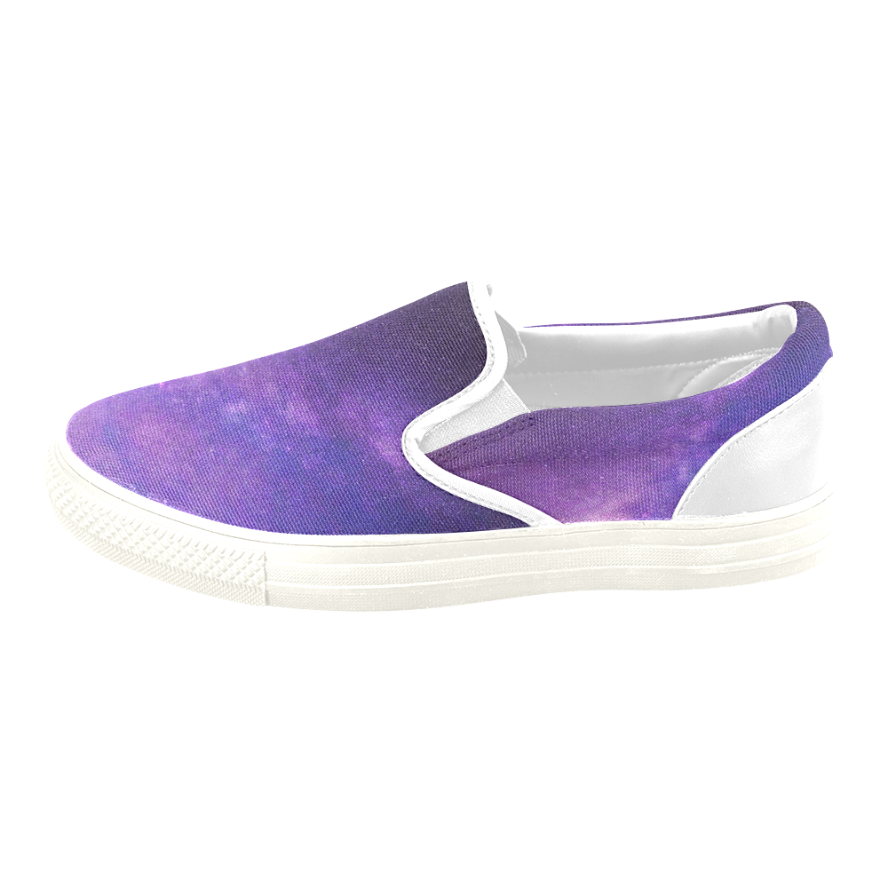 Purple Blue Starry Night Sky Men's Slip-on Canvas Shoes (Model 019)