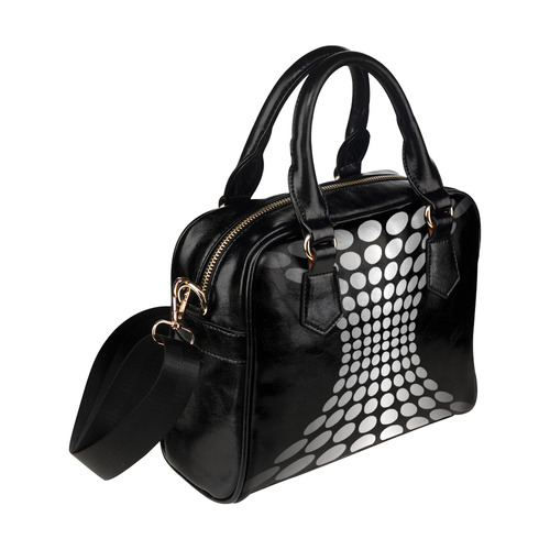 Abstract Dots White Black Shoulder Handbag (Model 1634)