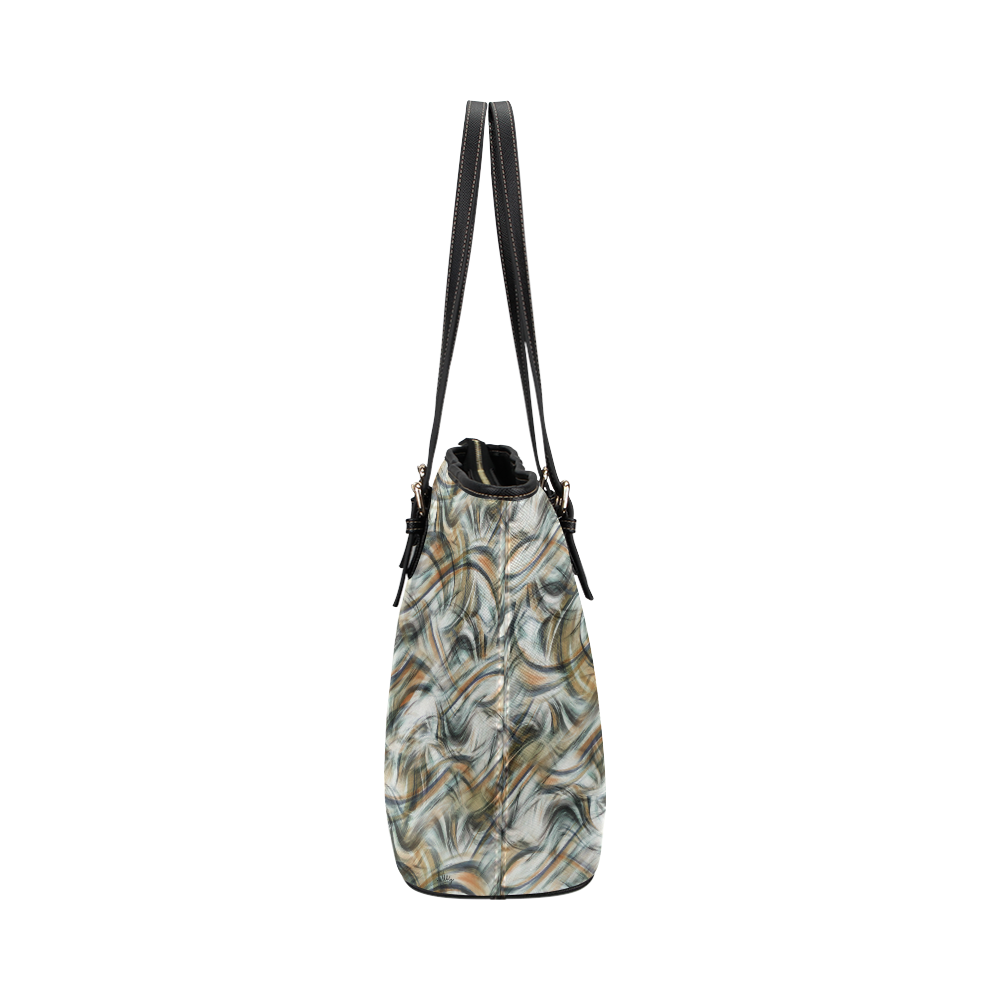 Swirl Art Print Pattern Leather Tote Bag/Large (Model 1651)