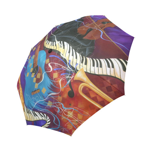 Jazz Art Umbrella Piano Saxophone Guitar Colorful Music Art Print Auto-Foldable Umbrella (Model U04)