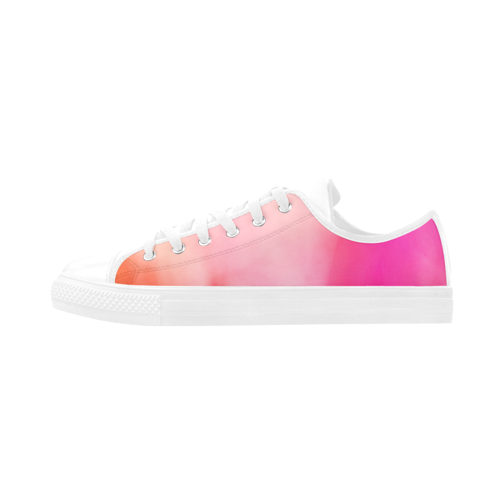 Abstract Watercolor Pink Coral Orange Colorful Springtime Aquila Microfiber Leather Women's Shoes (Model 031)