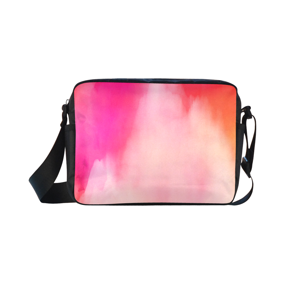 Abstract Watercolor Pink Coral Orange Colorful Springtime Classic Cross-body Nylon Bags (Model 1632)