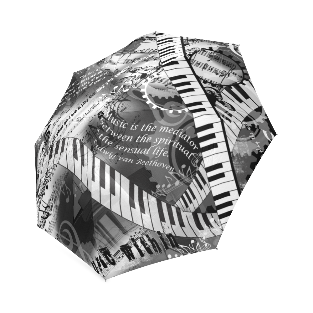 Piano Umbrella Music Art Mozart Classical Music Art by Juleez Foldable Umbrella (Model U01)