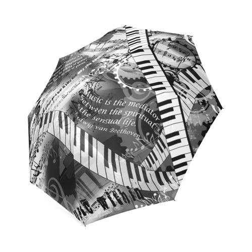 Piano Umbrella Music Art Mozart Classical Music Art by Juleez Foldable Umbrella (Model U01)