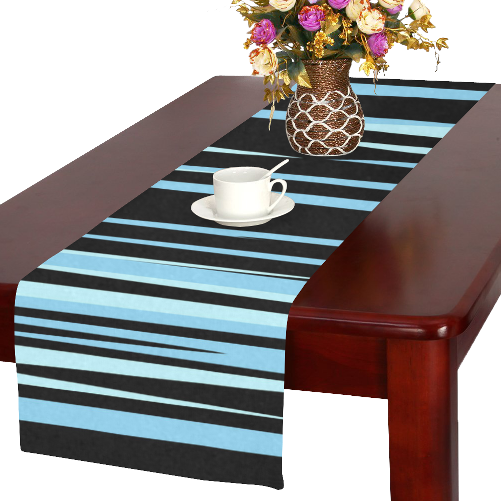 blue and black abstract 2 2 Table Runner 16x72 inch