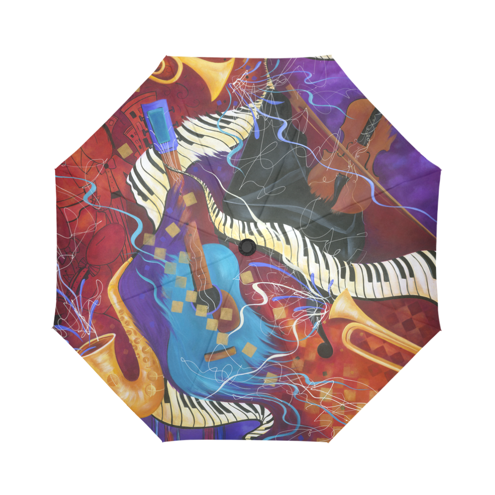 Jazz Art Umbrella Piano Saxophone Guitar Colorful Music Art Print Auto
