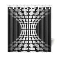 Abstract Dots White Black Shower Curtain 69"x72"