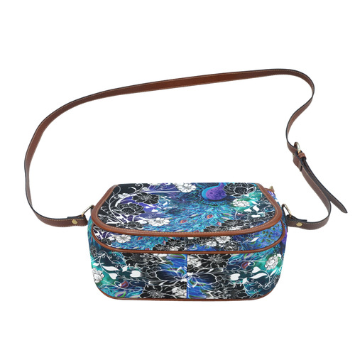 Juleez Peacock Blue Teal Art Print Saddle Bag/Small (Model 1649) Full Customization