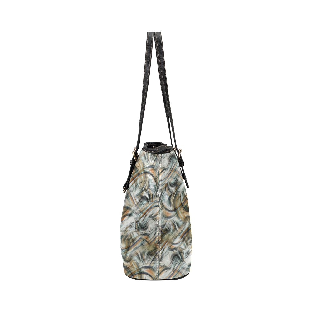 Swirl Art Print Pattern Leather Tote Bag/Large (Model 1651)