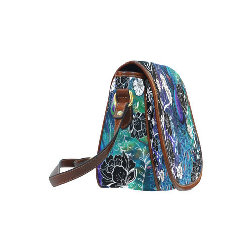 Juleez Peacock Blue Teal Art Print Saddle Bag/Small (Model 1649) Full Customization