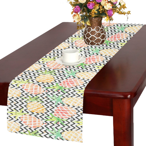 watercolor pineapple Table Runner 14x72 inch