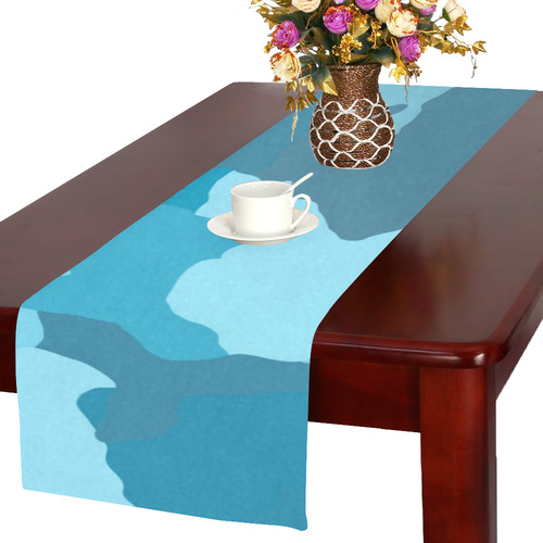 turquoise blue camo Table Runner 16x72 inch