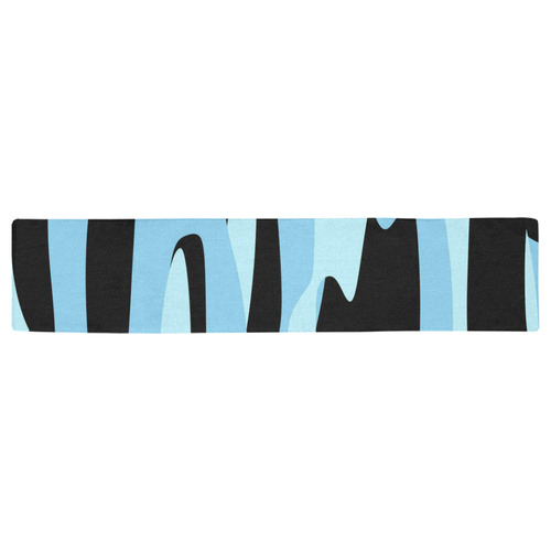 blue and black abstract 2d 2 Table Runner 16x72 inch