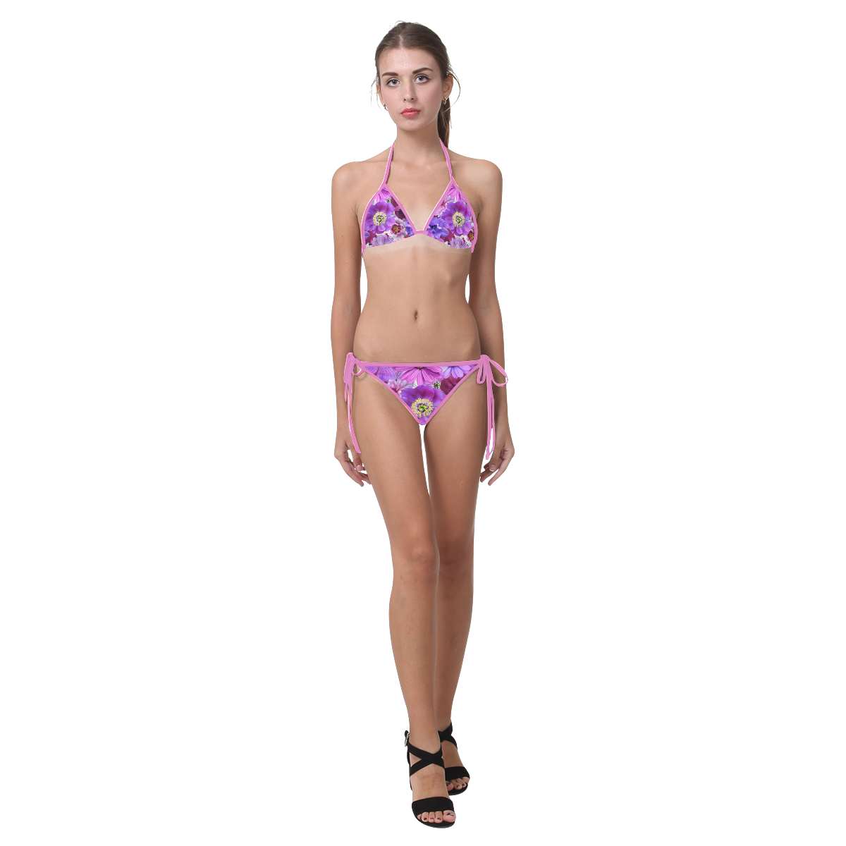 Purple flowers_ Gloria Sanchez1 Custom Bikini Swimsuit (Model S01)