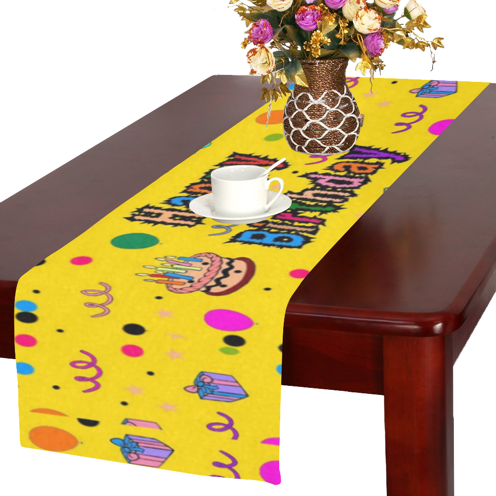 Happy Birthday by Popart Lover Table Runner 16x72 inch