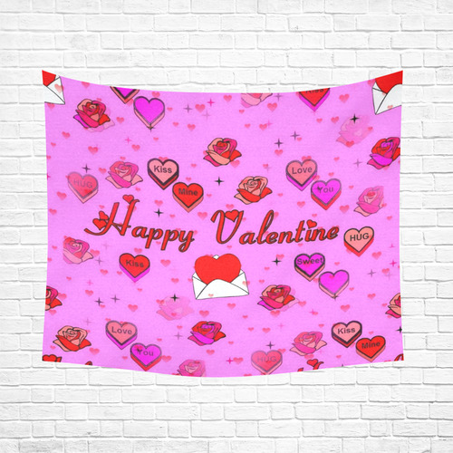 Happy Valentines by Popart Lover Cotton Linen Wall Tapestry 60"x 51"