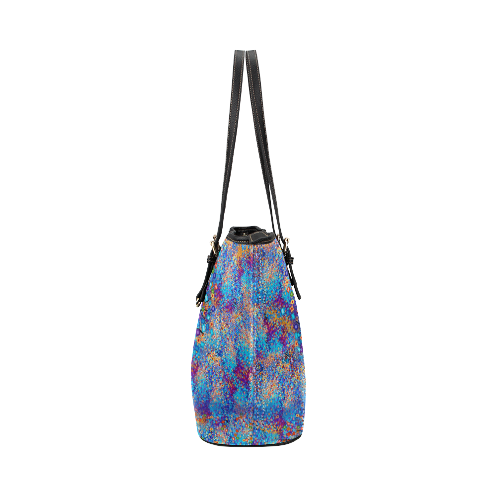 Colorful Tree Art Print Tree Carnival by Juleez Leather Tote Bag/Large (Model 1651)