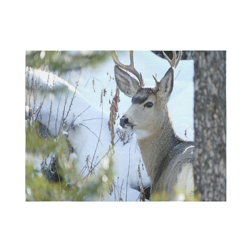 Deer In The Snow Cotton Linen Wall Tapestry 80