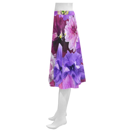 Purple flowers_ Gloria Sanchez1 Mnemosyne Women's Crepe Skirt (Model D16)