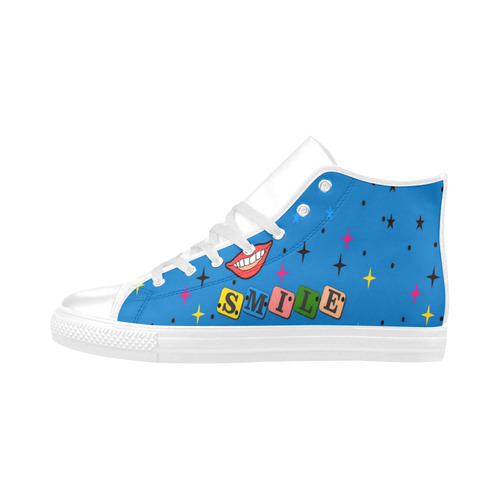 Smile Popart by Popart Lover Aquila High Top Microfiber Leather Women's Shoes (Model 032)