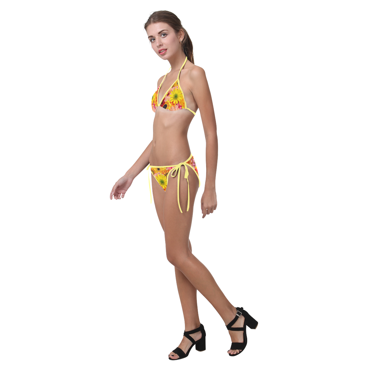 Orange flowers_ Gloria Sanchez1 Custom Bikini Swimsuit (Model S01)