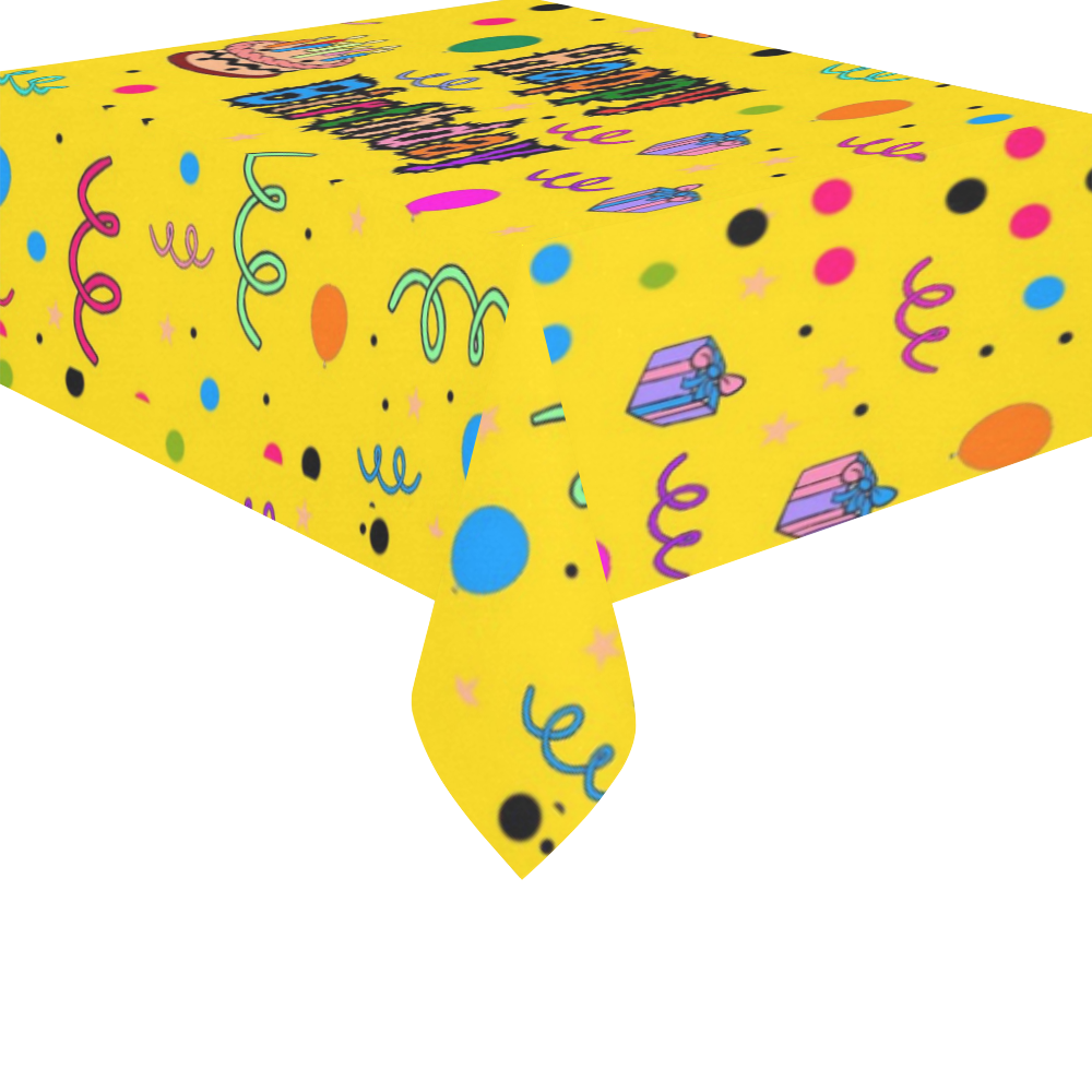 Happy Birthday by Popart Lover Cotton Linen Tablecloth 52"x 70"